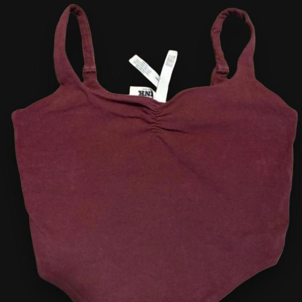 PINK Victoria's Secret Burgundy Ribbed Cami Shelf Bra S